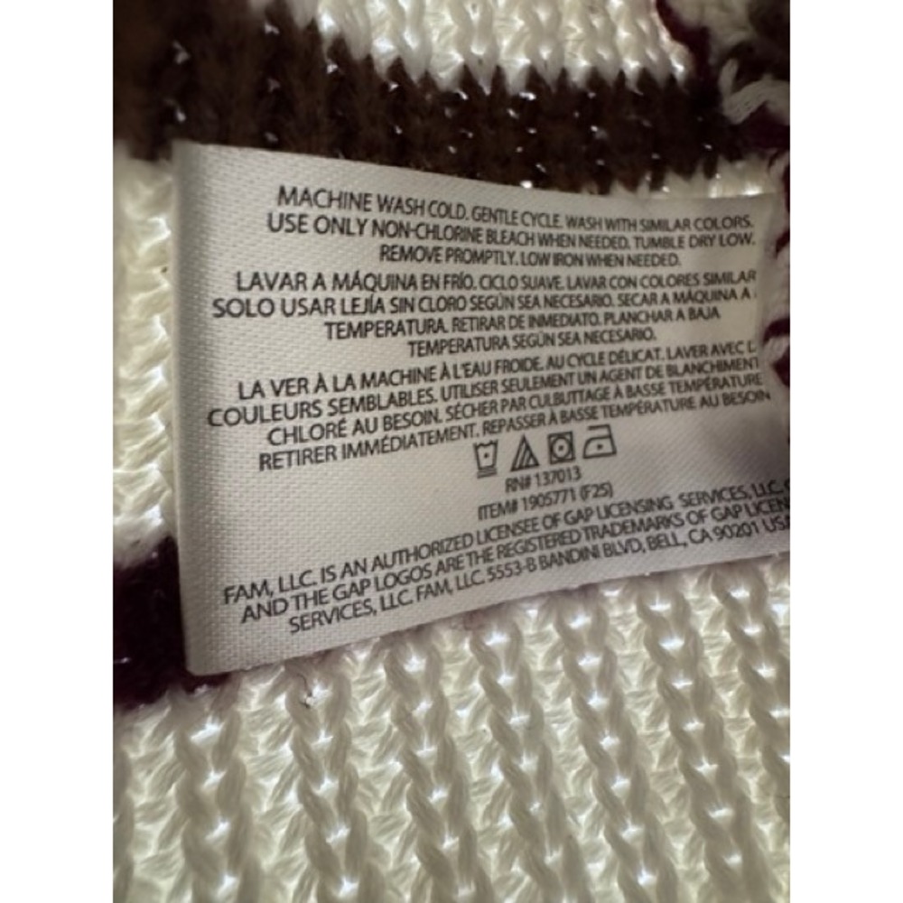 GAP Women Cream Striped Cotton Rollneck Knit Sweater MEDIUM Minimalist Nautical - Picture 8 of 9